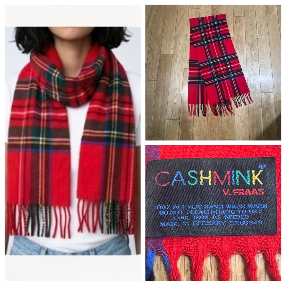 V. FRAAS Cashmink Red Plaid Scarf 🧣